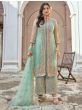 Ravishing Sea Green Embroidered Butterfly Net Jacket Style Palazzo Suit