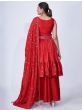 Phenomenal Red Thread Embroidered Chiffon Ready-Made Palazzo Suit
