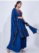 Charming Blue Thread Embroidered Chiffon Ready-Made Palazzo Suit
