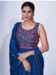 Charming Blue Thread Embroidered Chiffon Ready-Made Palazzo Suit
