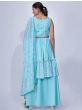 Attractive Sky-Blue Embroidery Chiffon Ready-Made Palazzo Suit