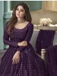 Purple Thread Embroidered Wedding Wear Readymade Gown