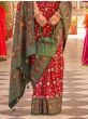 Beautiful Royal Red Patola Printed Silk Bridal Saree