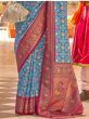 Stunning Blue And Pink Woven Patola Silk Blend Saree