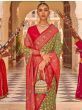 Unique Green-Red Patola Silk mehndi Function Saree 