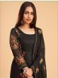 Resplendent Black Floral Embroidered Georgette Festive Wear Salwar Kameez