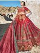 Stunning Pink Thread Work Silk Wedding Lehenga Choli With Dupatta 