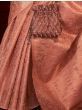 Fascinating Peach Zari Woven Silk Reception Wear Saree With Blouse