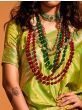 Stunning Green Zari Weaving Satin Function Wear Saree With Blouse