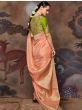Adorable Peach Zari Weaving Silk Saree With Blouse