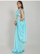 Pretty Sky Blue Georgette Saree With Ready Made Embroidered Blouse
