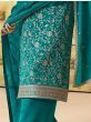 Vibrance Teal Green Zari Work Silk Satin Festive Salwar Suit & Dupatta