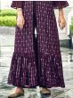 Cute Purple Embroidered Georgette Designer Crop Top Sharara with Jacket