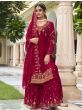 Stunning Pink Embroidered Georgette Occasion Wear Sharara Suits