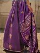 Sparkling Purple Woven Satin Silk Reception Wear Saree With Blouse