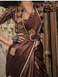 Gorgeous Brown Woven Satin Silk Traditional Saree With Blouse