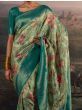 Gorgeous Sea Green Floral Printed Silk Function Wear Saree With Blouse