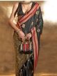 Stunning Black Zari Weaving Satin Reception Wear Saree With Blouse