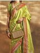Amazing Green Zari Weaving Satin Traditional Saree With Blouse