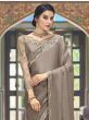 Desirable Light Brown Cording Embroidery Silk Saree With Blouse