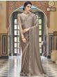 Desirable Light Brown Cording Embroidery Silk Saree With Blouse