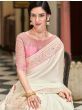 Wonderful Off White Sequins Embroidery Silk Saree With Blouse