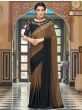 Adorable Brown And Black Thread Embroidered Silk Saree With Blouse
