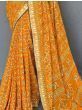 Lovely Yellow Gotta-Patti Work Georgette Festive Saree With Blouse