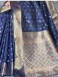 Captivating Navy Blue Zari Woven Soft Silk Marriage Functions Saree