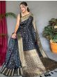 Stunning Black Zari Woven Soft Silk Marriage Function Saree with Blouse