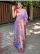 Blissful Lavender Zari Woven Banarasi Silk Wedding Saree With Blouse
