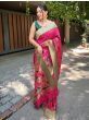 Blushing Pink Zari Woven Banarasi Silk Wedding Saree With Blouse