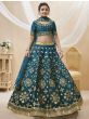 Irresistible Blue Zari Work Art Silk Wedding Wear Lehenga Choli
