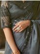 Stupendous Black Sequined Satin Cocktail Party Wear Saree With Blouse