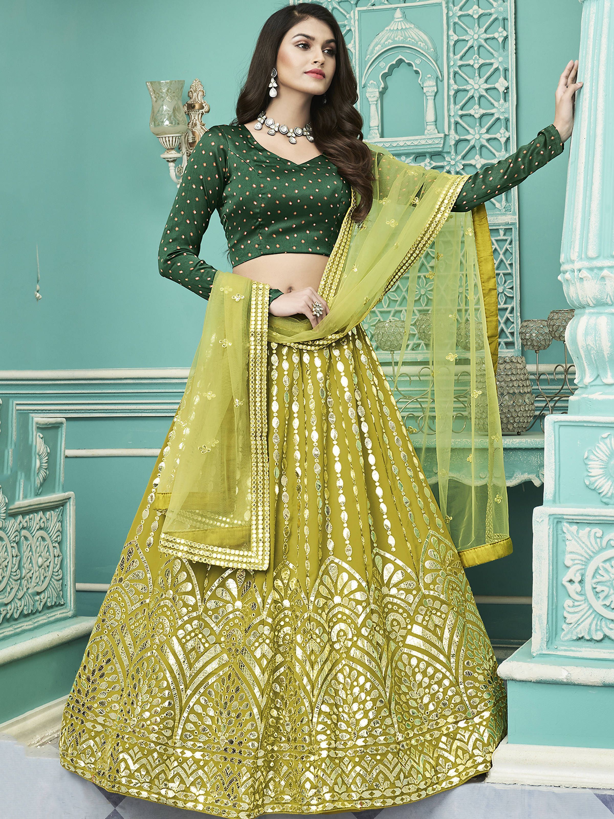 Buy Pista Green Gota Patti Lehenga Set for Women Online @ Tata CLiQ Luxury