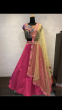 Hot Pink Embroidered Taffeta Silk Designer Lehenga Choli With Yellow Dupatta (Default)