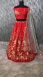 Red Floral Taffeta Silk Party Wear Lehenga Choli with Net Dupatta 