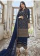 Dazzling Navy-Blue Georgette Party wear Palazzo Suit