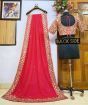 Red Mirror Work Heavy Wedding Wear Saree
