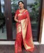 Gorgeous Golden Red Banarasi Silk Zari Weaving Work Wedding Wear Saree