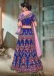 Blue Embroidered Satin Bridal Lehenga Choli With Pink Dupatta (Default)