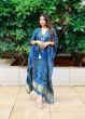 Glorious Blue Bandhej Print Gaji Silk Festival Wear Readymade Kaftan 