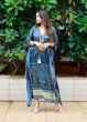 Glorious Blue Bandhej Print Gaji Silk Festival Wear Readymade Kaftan 