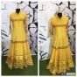 Yellow Printed Muslin Cotton Party Wear Gown (Default)
