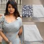 3D Butterfly Grey Georgette Party Wear Saree 