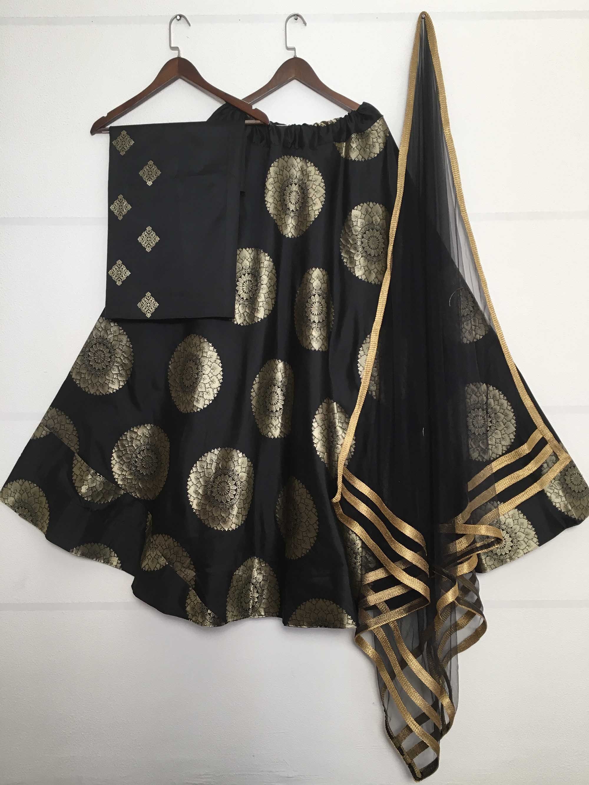 Black Jacquard Banarasi Silk Festival Wear Lehenga Choli