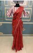 Vidhya Balan Red Paper Silk Party Wear Saree