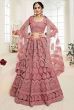 Rose Pink Embroidered Net Wedding Wear Lehenga Choli 