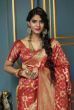 Red Golden Weaving Banarasi Silk Bridal Wear Saree