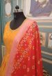 Readymade Yellow Bandhani Crepe Festival wear Gown With Orange Dupatta